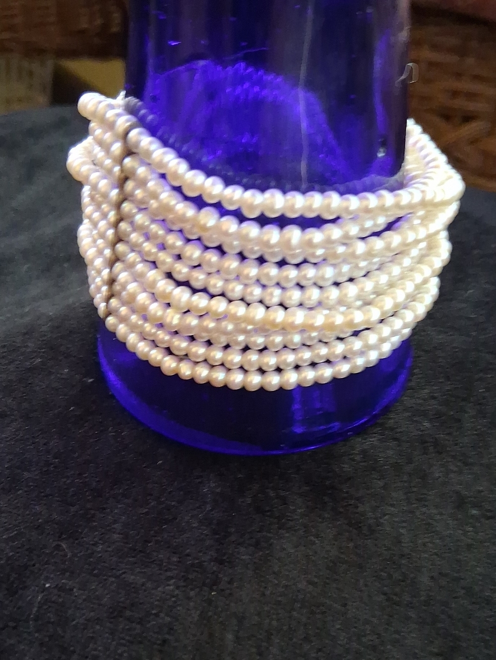 Vintage White Multi-Strand Real Pearl Bracelet